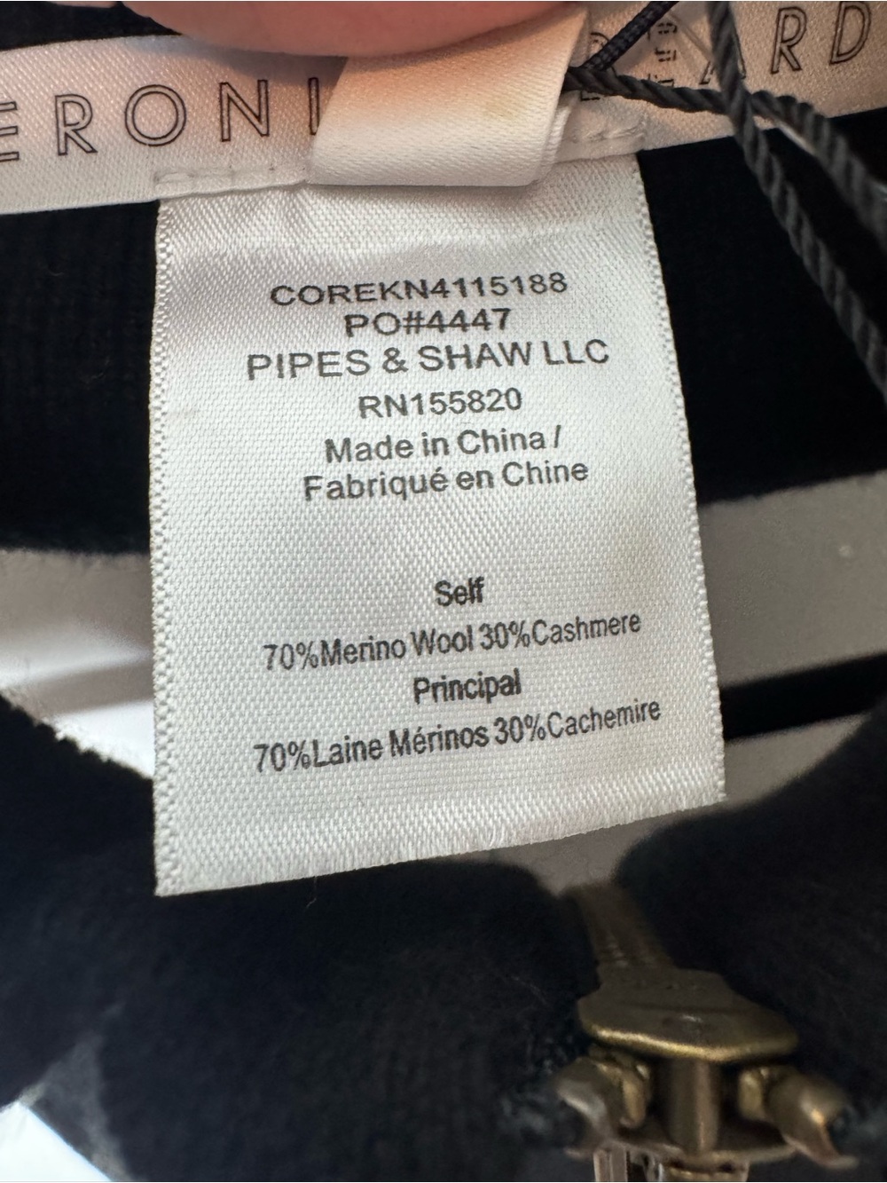 NWT Veronica Beard Uptown Merino Wool-Cashmere Dickey black